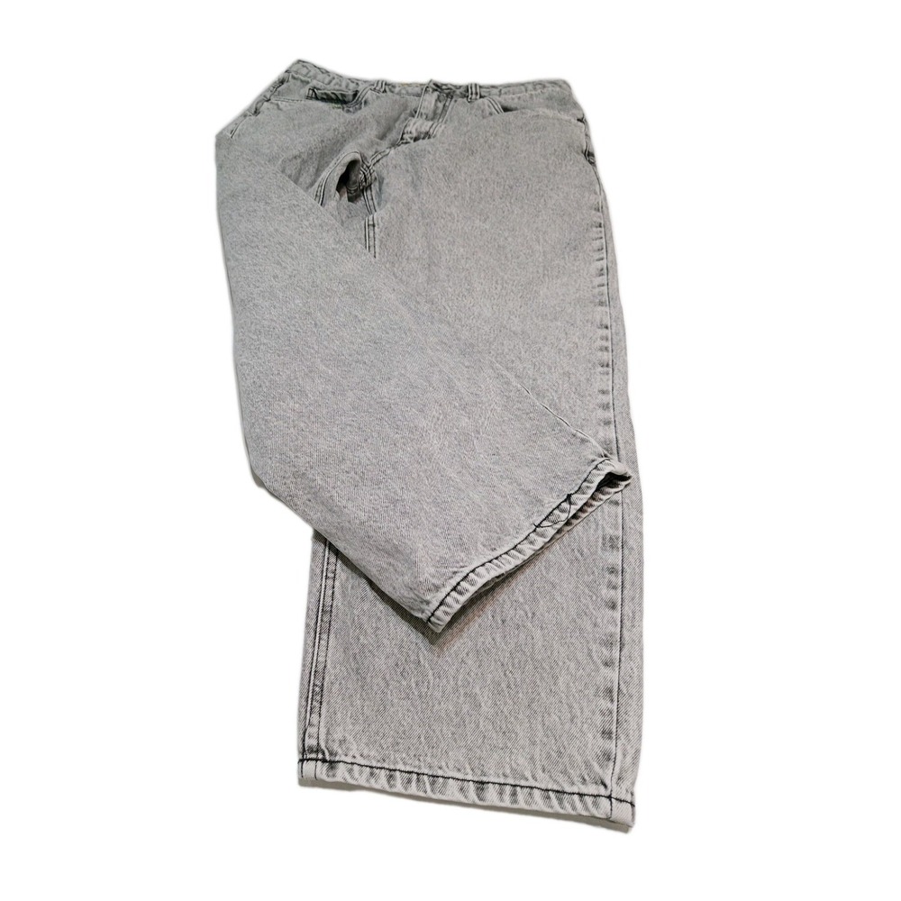 Empyre Baggy Jeans Mens 32x26 Gray Acid Wash Skater Denim Y2K Wide Leg Pants - Picture 4 of 14